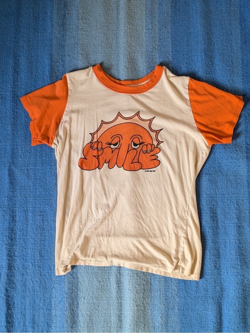 Big Bud Press Orange & Cream Smiling Sun Ringer Tee